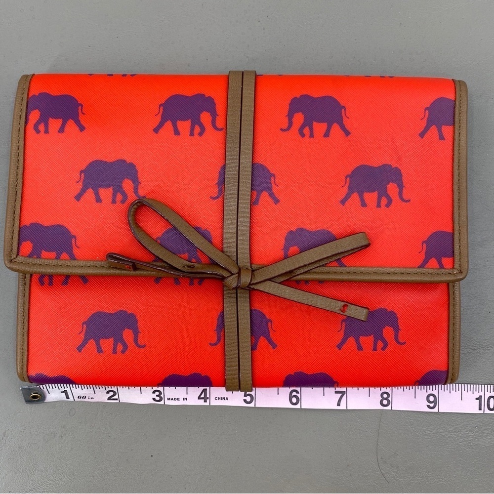 Stella & Dot Orange Elephant Elephant Print Jewelry Travel Case - Picture 5 of 6